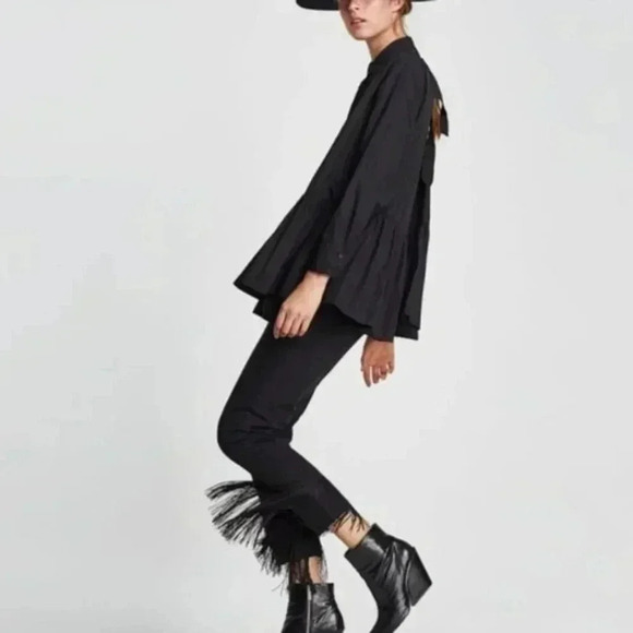 ZARA Costumized  The Vintage High Waisted Black Fringe Jeans - Picture 3 of 15